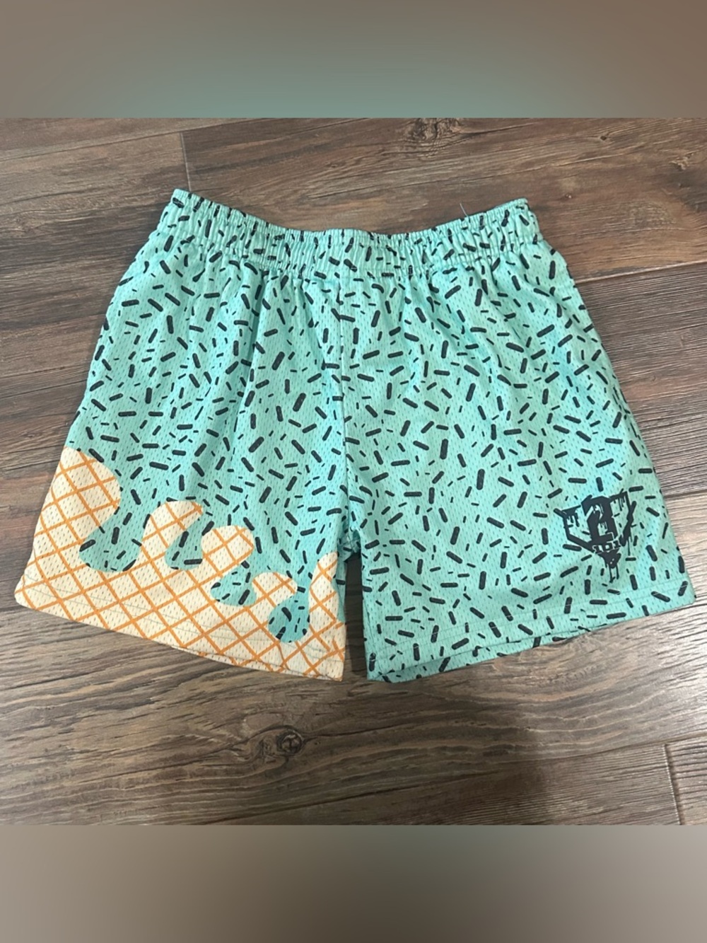 B101 baseball lifestyles teal ice cream shorts youth boys L YL lined